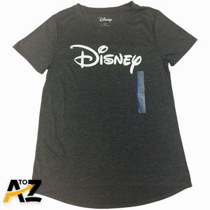 Women's Disney Logo Short Sleeve Charcoal Graphic T-Shirt Size L Large